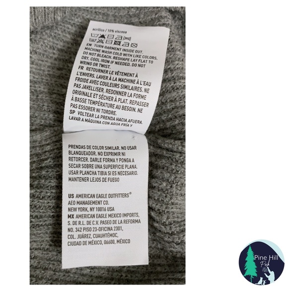 SOLD American Eagle Sweater Small Gray Crew Henley Long Sleeve Lightweight EUC - Picture 6 of 9